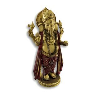 Golden Ganesha Standing Hindu God Statue